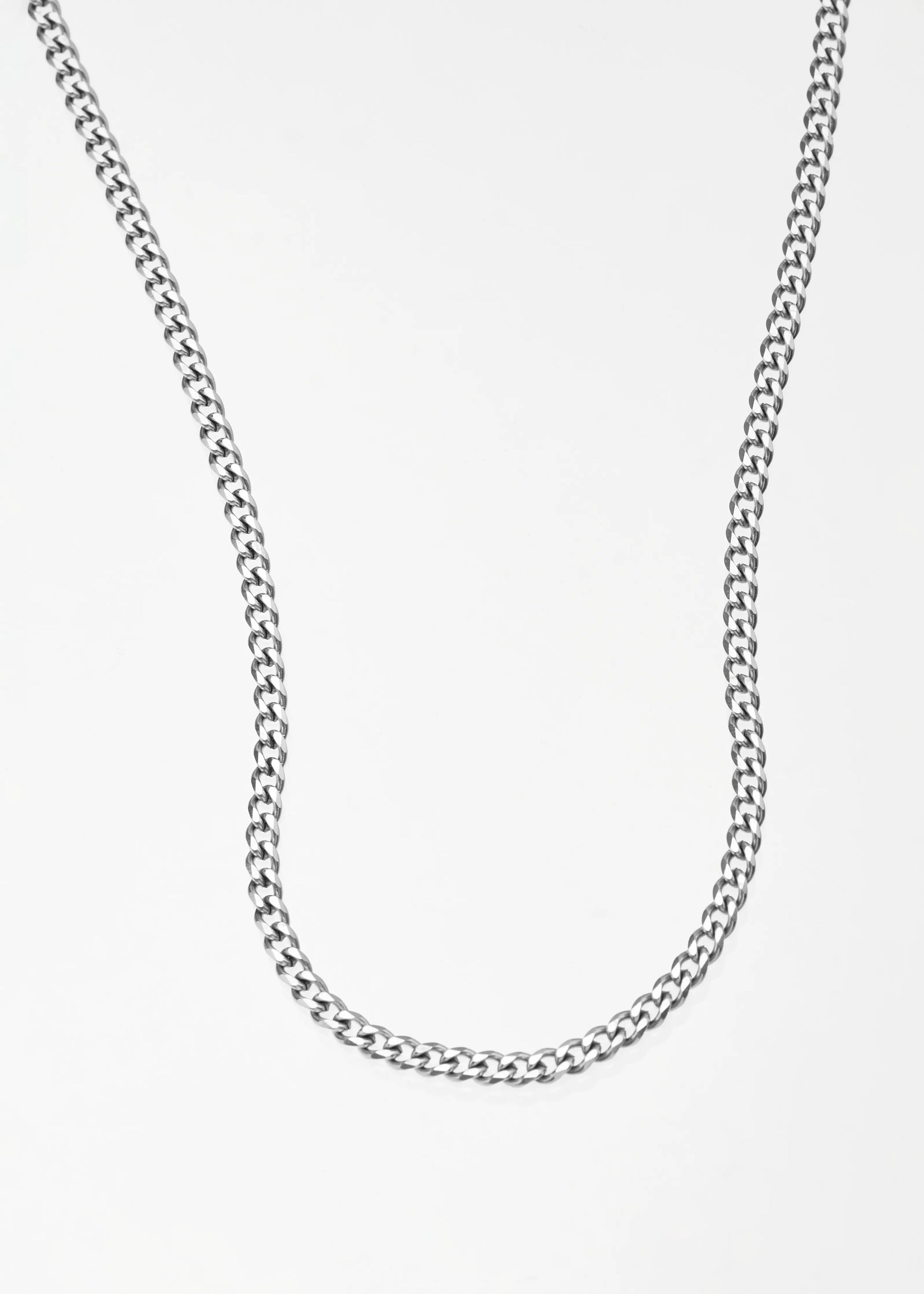 Caltian stainless steel 4mm cuban necklace mens jewelry chain