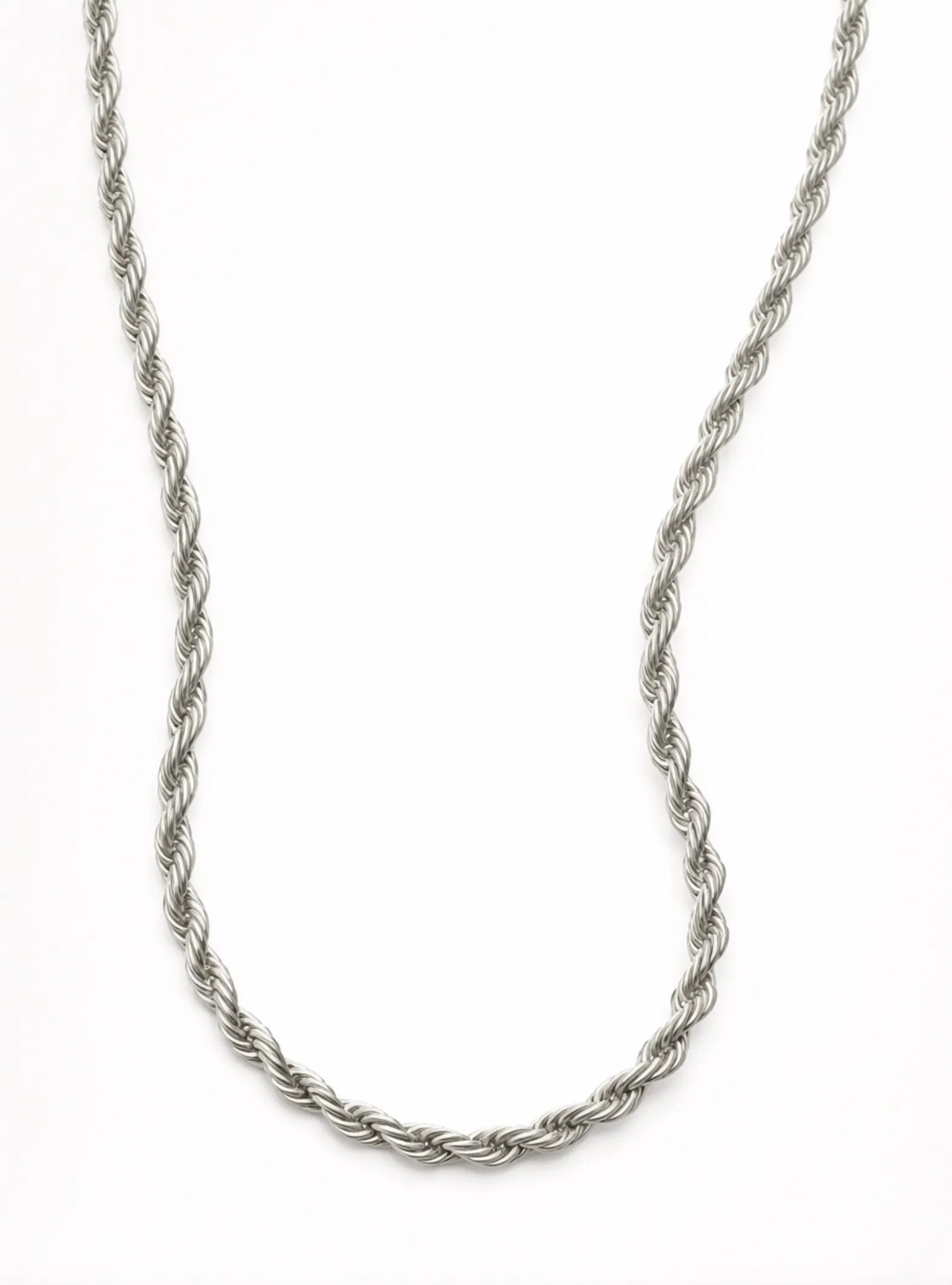Caltian stainless steel 5mm rope necklace mens jewelry chain