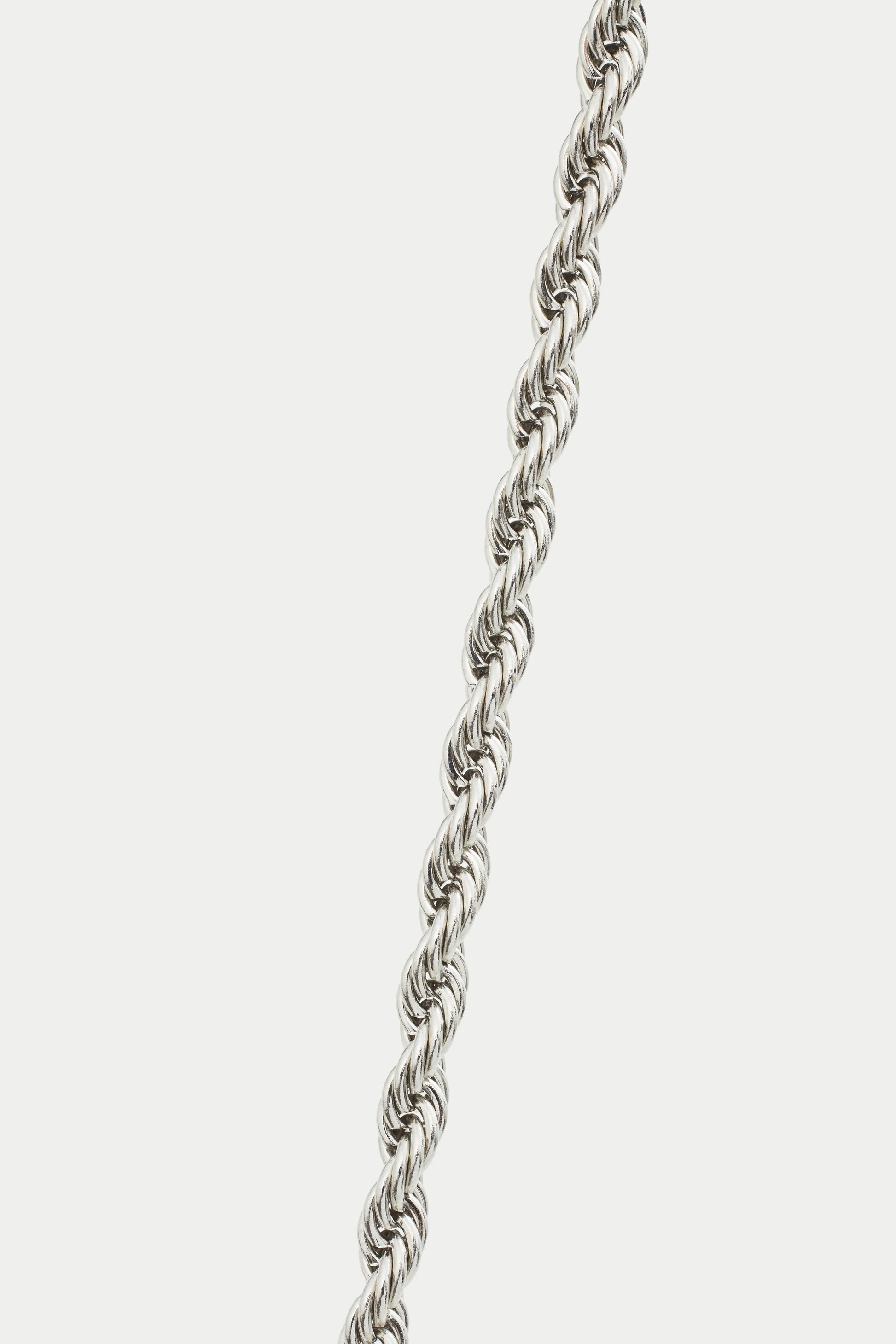 Close-up of Caltian stainless steel 5mm rope necklace mens jewelry chain